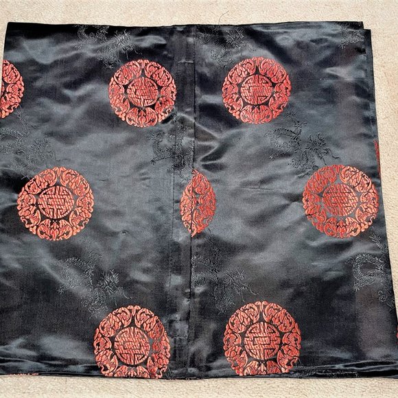 Brand New Lot 5pcs Chinese Oriental Cushion Cover Black Satin Embroidery - Picture 2 of 2